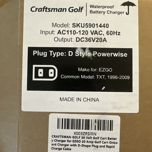 Craftsman golf 36v/20a golf cart battery charger for ezgo