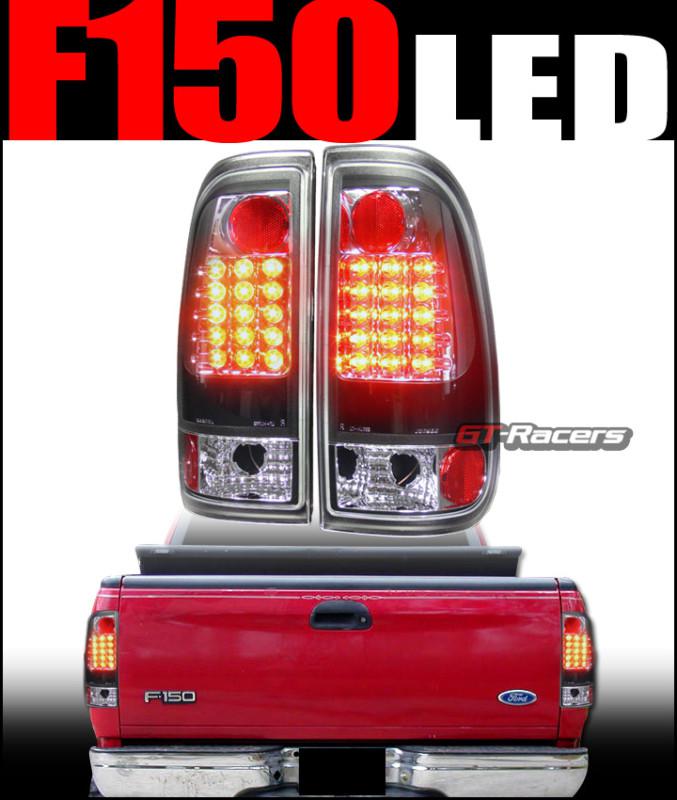 Black led tail lights brake lamps 1997-2003 ford f150/1999-2007 f250 styleside