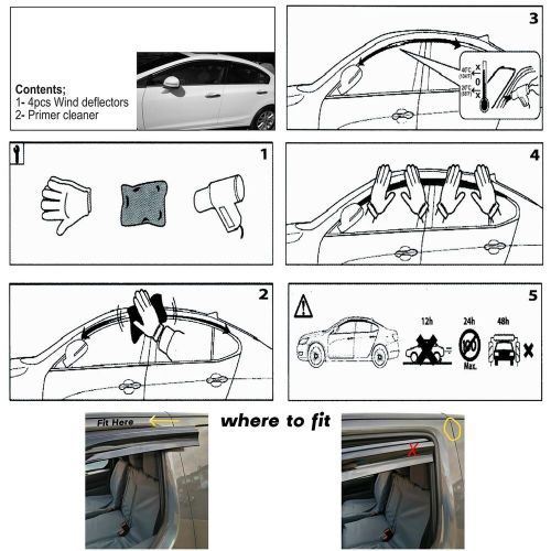 Wind deflectors 4 pcs front rear left right 2005200 for dacia sandero stepway