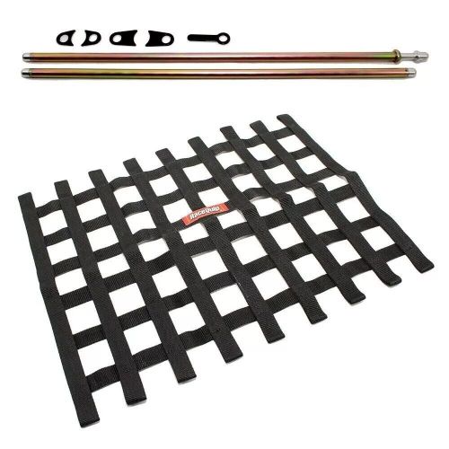 Racequip black window net and mounting install kit sfi tag  circle track racing