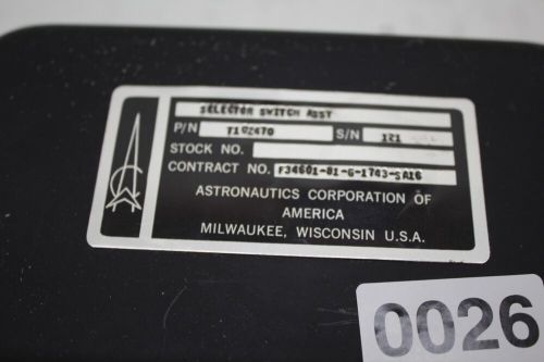 Astronautics aircraft selector switch assembly t102470