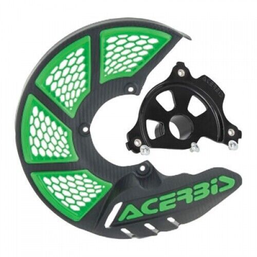 Acerbis x-brake vented front disc cover with mounting kit black/green with black