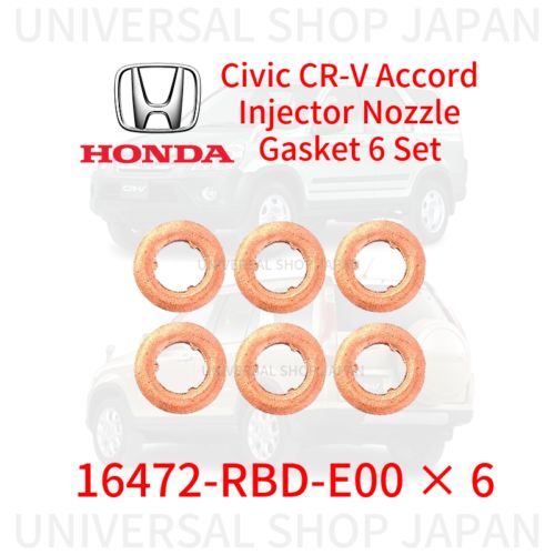 Honda genuine civic cr-v accord injector nozzle gasket 6 set 16472-rbd-e00