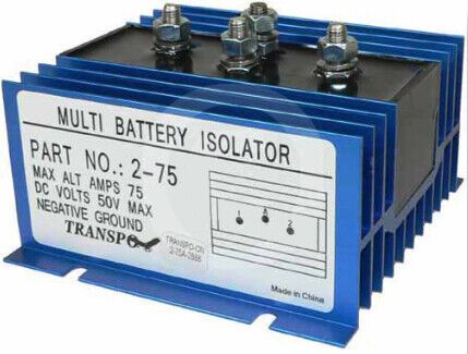 Dual multi 2 battery 1 alternator 75 amp max isolator - ems marine rv 2yr wrnty