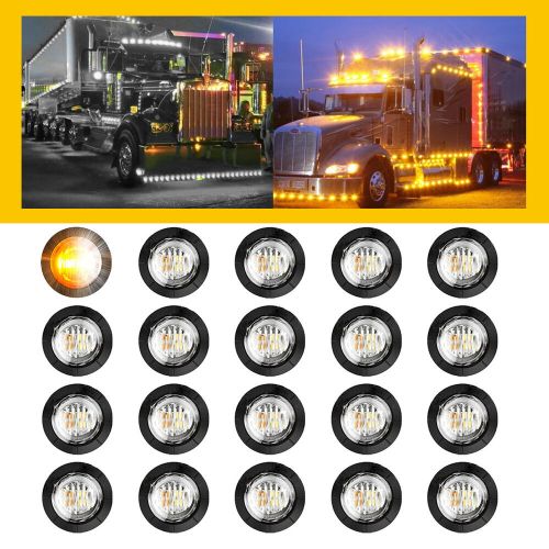 20pcs round white amber dual color side marker lights led truck bullet trailer