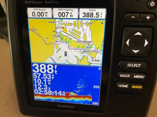 Garmin gpsmap 547xs fishfinder depth finder chartplotter gps mount+ cover &amp; pwr