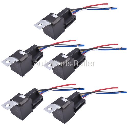 5x relay switch 5pin harness socket 12vdc 40a waterproof automotive car spdt new