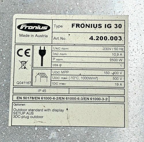 Fronius ig 30 inverter - reliable and efficient 3kw solar power solution