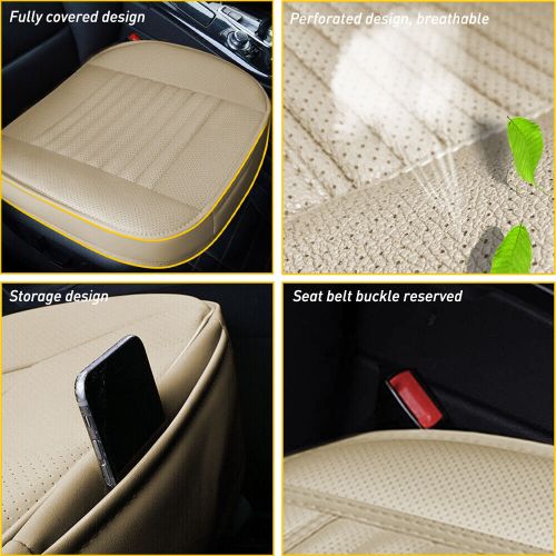 Car seat cover pu leather front universal auto seat cushion protector pad beige