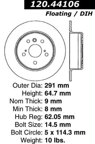 Centric 121.44106 rear brake rotor/disc-c-tek standard rotor