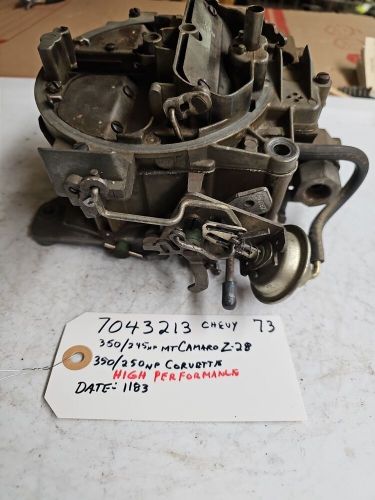 7043213 1183 chevy camaro z-28 corvette 1973 original vintage carburetor