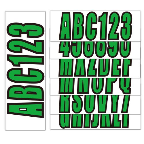 Green boat registration numbers &amp; letters (4 sets) marine vinyl sticker decals