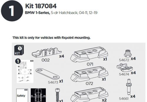 Thule 7084 roof bar fitting kit bmw 1 series 3 &amp; 5 door hatch 2004-11, 2012-19