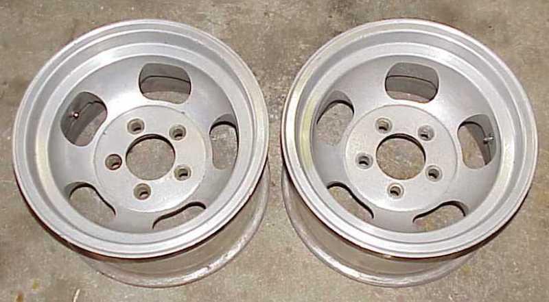 Pair classic aluminum mag wheels 14x8  gm 5 on 4-3/4" bc camaro firebird chevy