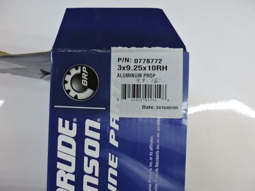 New omc johnson evinrude 0778772 aluminum prop 9.9-15 hp 3x9.25x10 rh