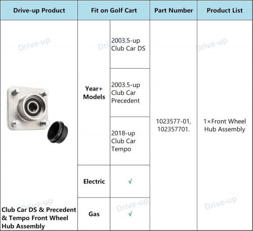 Nib 2 pack front wheel hub club car 102357701 ds and precedent 2003-up