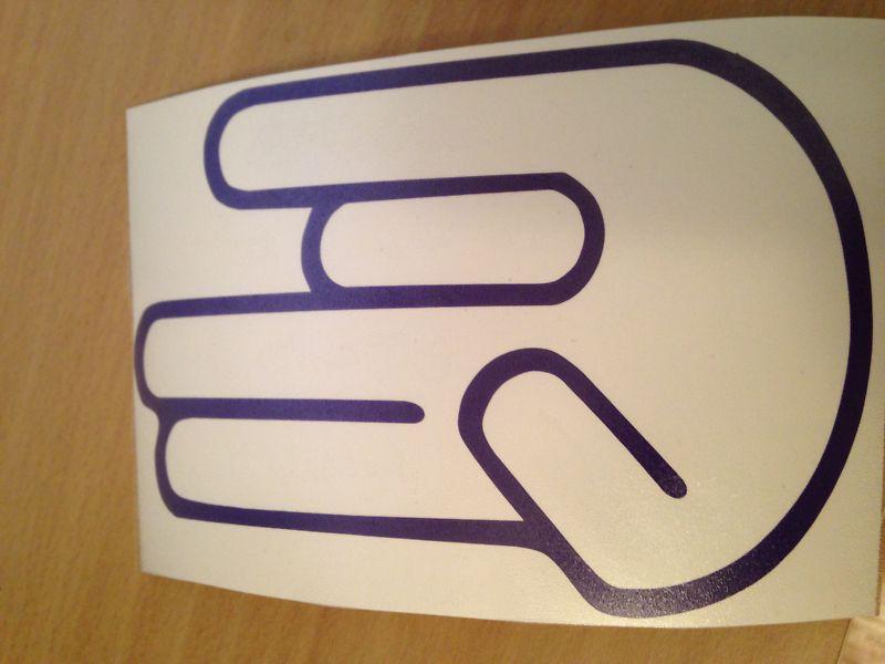 5" sticker - jdm - shocker hand - import car window sticker - purple color