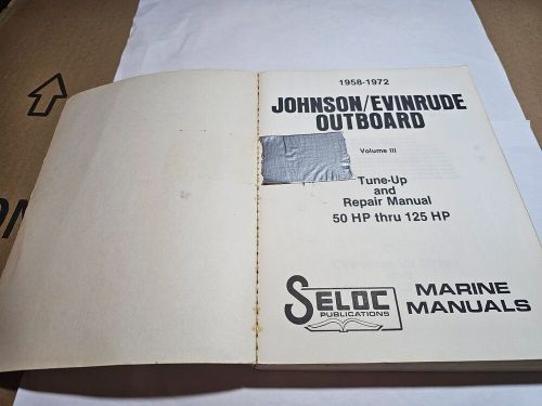 1958-1972 johnson / evinrude outboard motor tune-up &amp; repair book manual boat