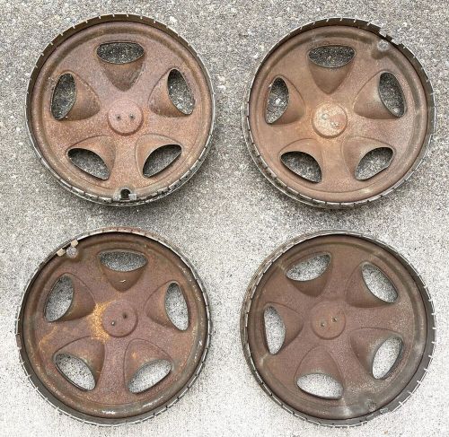 1972-1975 datsun 240z original &#034;z&#034; logo hubcaps, set of 4, oem 14 inch.