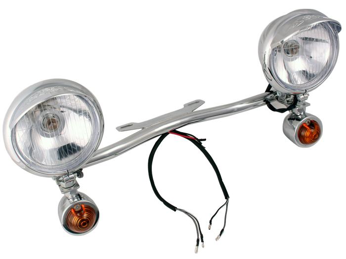 Pre-drilled driving passing amber turn signals spot light bar for yamaha cruiser