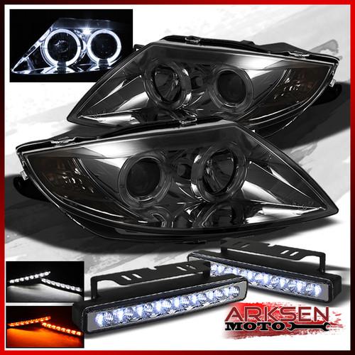 White/amber led bumper fog lamp+smoked 03-08 bmw z4 2x halo projector headlights