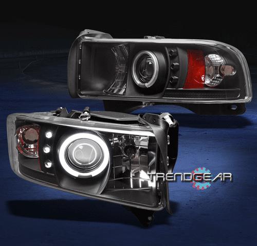 94-01 1500/94-02 2500 3500 dodge ram led ccfl halo black projector headlight set