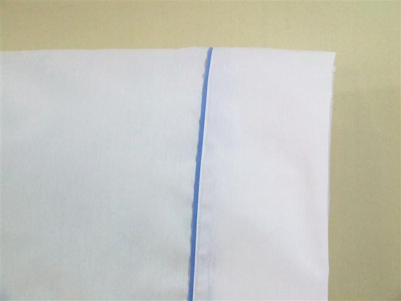 Camper bunk sheet set for rv 30x75  white w/azure blue trim sheets for camper rv