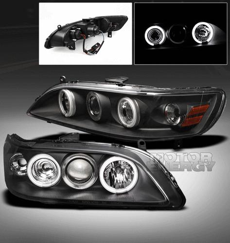 1998-2002 honda accord ccfl halo projector headlight black 1999 2000 2001 corner