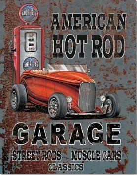 Hot rod garage distressed retro vintage tin sign garage shop bar chevy ford mac 
