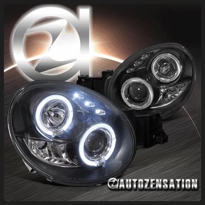 02-03 subaru impreza wrx black dual halo led projector headlights