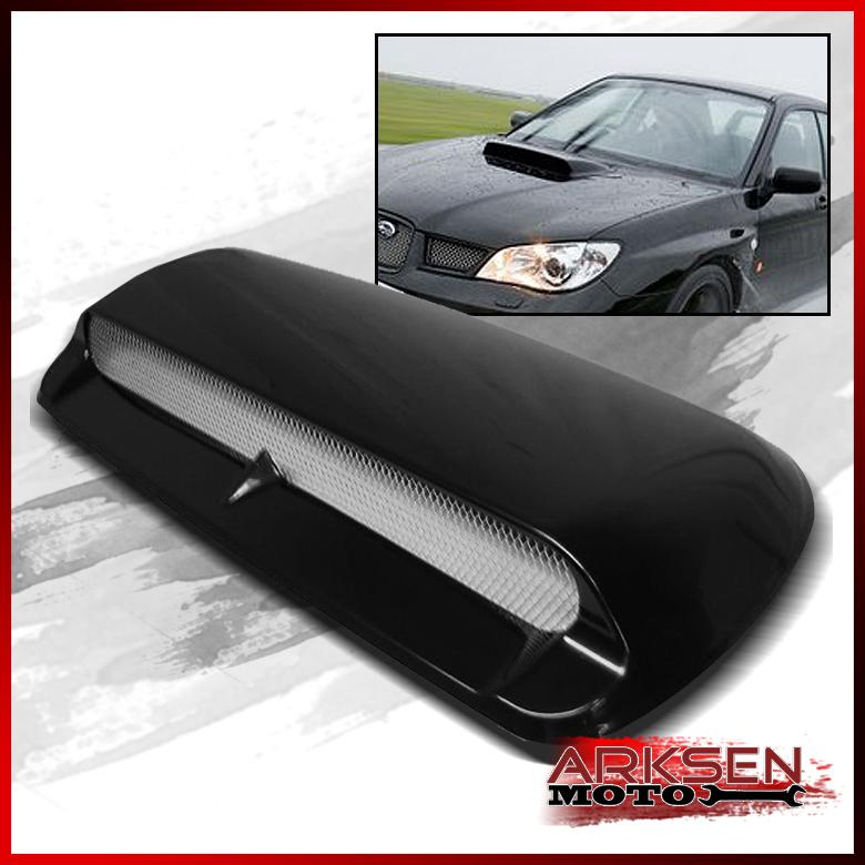 Turbo racing sti wrx style jdm black front hood scoop+mesh & 3m tape kit set new