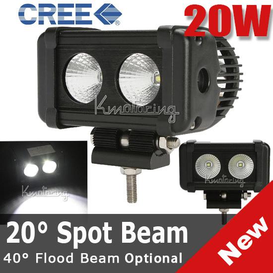 4.5" 20w 2000lm cree leds spot/flood beam work single row light offroad lamp car