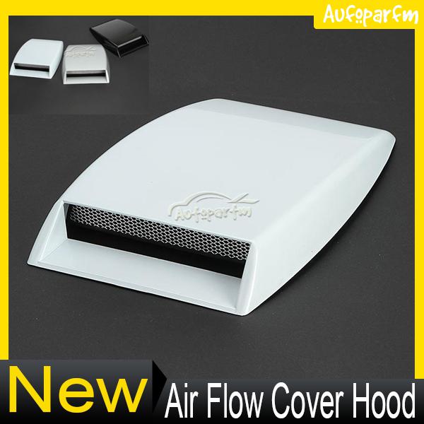 Mini universal car air flow intake hood scoop vent bonnet decorative cover white