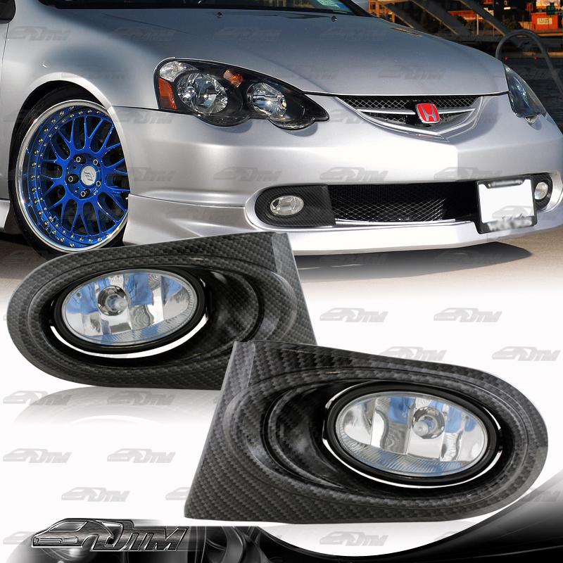 2002-2004 acura rsx carbon fiber style paint clear lens fog light lamps