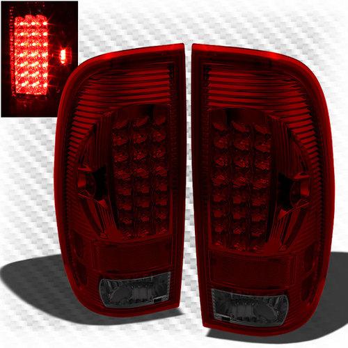 97-03 ford f150 f250 styleside led red smoke tail lights lamp brake pair new set