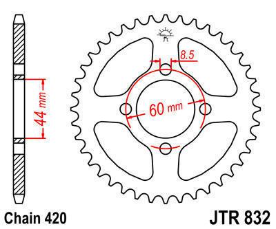 Jt sprocket rear 41t steel fits yamaha dt80 d/e/f/g/h/j/k 1977-1983