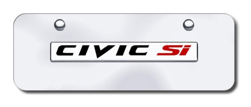 Honda civic si name chrome on chrome mini-license plate made in usa genuine