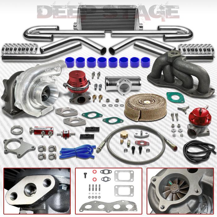 T04e t3t4 11pc turbo kit w/intercooler+blow off valve+manifold scion tc 2az-fe