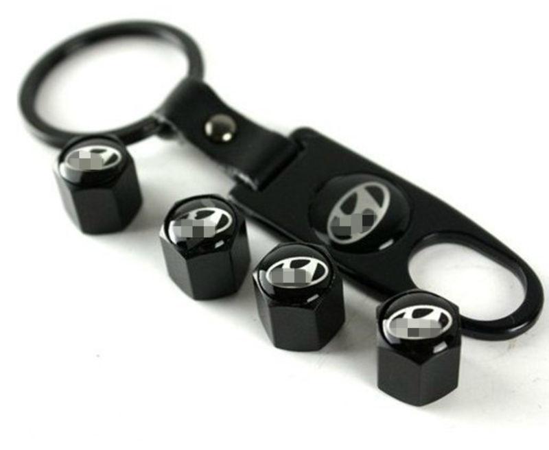 New for hyundai car wheel airtight tyre tire stem air valve caps 4pcs 1 keychain