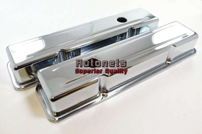 Chevy small block chrome steel tall valve cover 265-350 no baffled hot rat rod