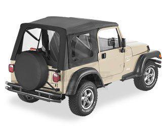 Bestop supertop jeep wrangler tj in khaki no upper doors clear windows