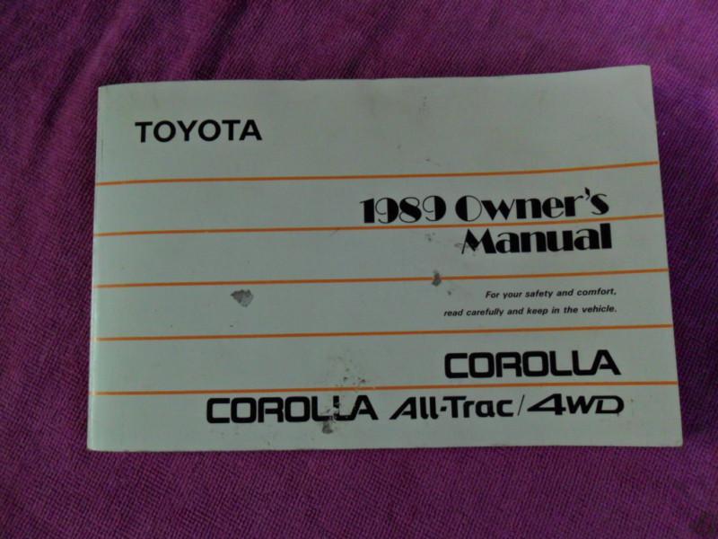 1989 toyota corolla all-trac/4wd owners manual