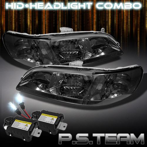 Smoke 98-02 honda accord jdm crystal headlights+6000k slim ballast hid kit combo