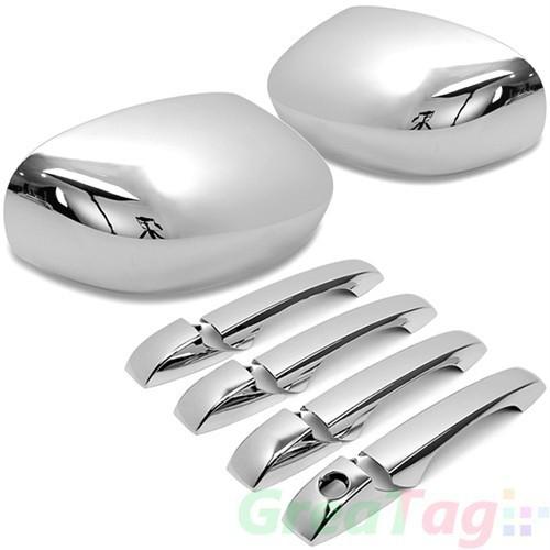 05-08 dodge magnum chrysler 300c triple chrome door handle+side mirror cover set