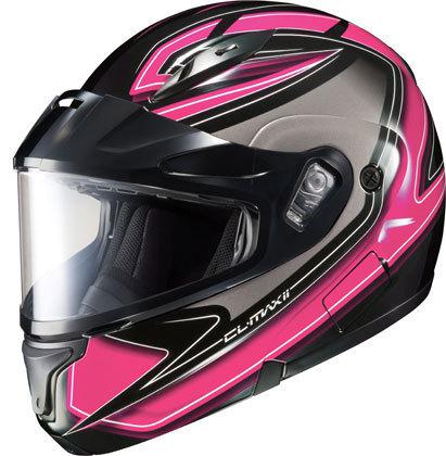 Hjc cl-max ii zader pink medium dual lens snowmobile modular helmet med md