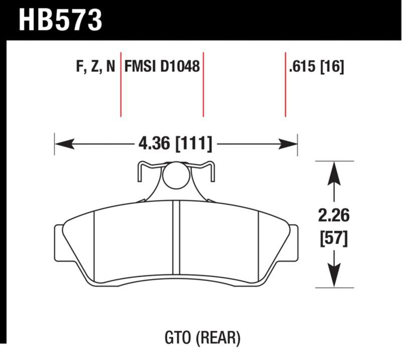 Hawk performance hb573f.615 disc brake pad 04-06 gto