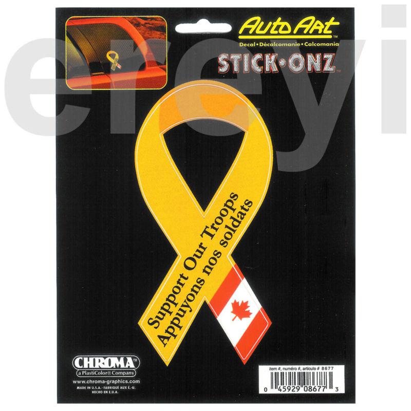 Canadian flag support our troops ribbon decal maple leaf car auto truck sticker