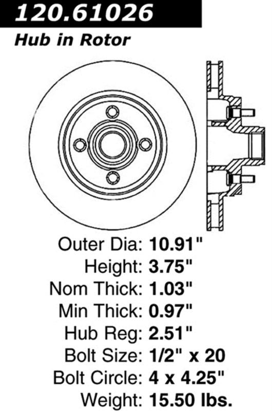 Centric-power slot 126.61026sr stoptech sport rotors 90-93 mustang