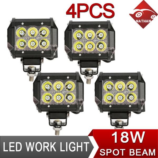 4x18w led work light offroad awd 4wd atv pickup jeep spot driving lamp 12v 24v