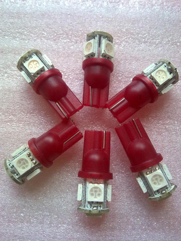 5pcs red light light t10 w5w 147 447 5 smd 5050 led bulb car light 12v